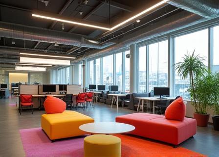 Stylish open-plan office workspace